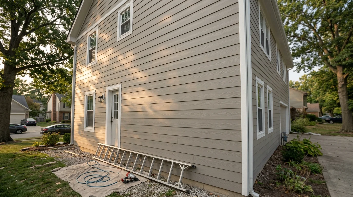 New vinyl siding installed on a residential home exterior